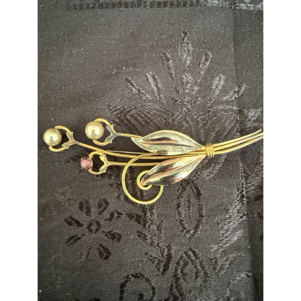 Mid Century Botanical Spray Brooch